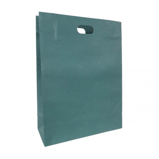 Πράσινη Χάρτινη Σακούλα με Χούφτα 27x11x36