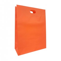Πορτοκαλί Χάρτινη Σακούλα με Χούφτα 27x11x36