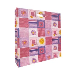 Ροζ Εμπριμέ Χάρτινη Σακούλα με Χούφτα 39x10x39 - Λουλούδια
